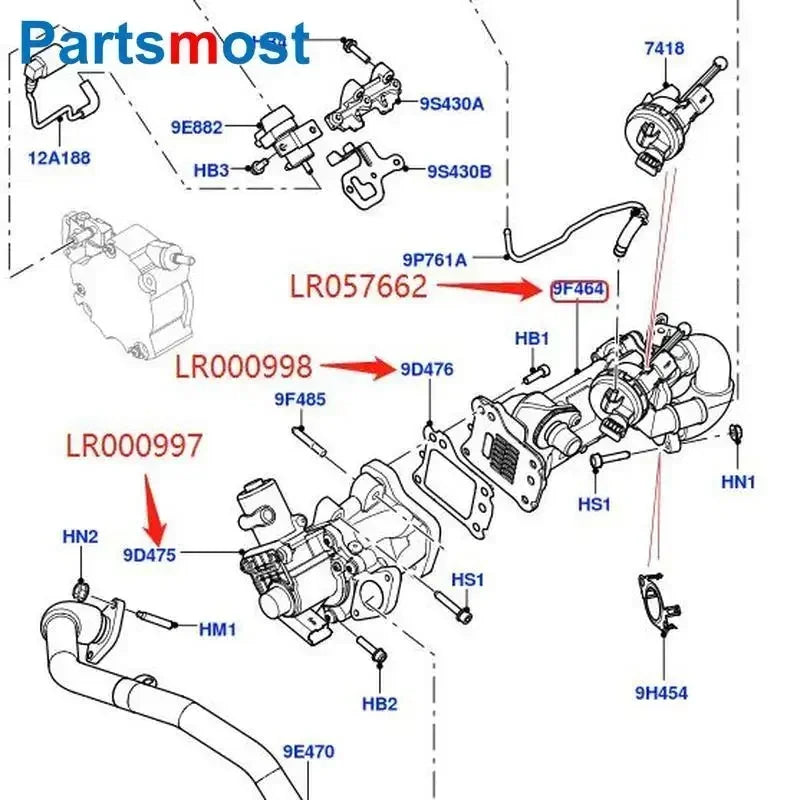 EGR Valve for Land Rover Freelander LR2 RR Evoque Discovery Sport 2.2L Diesel Exhaust Gas Recirculation Valve W/ Gasket LR000997
