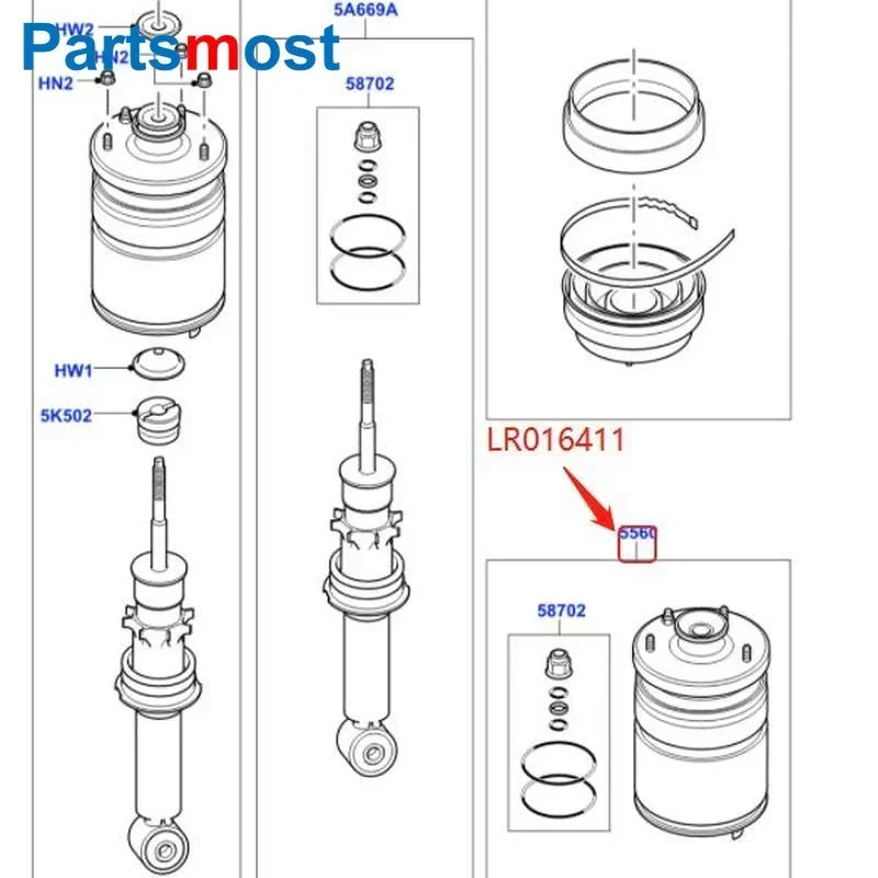 Rear Air Suspension Spring Bag for Land Rover Discovery LR3 LR4 Range Rover Sport 2005-2013 Air Bag Strut Service Kit LR016411