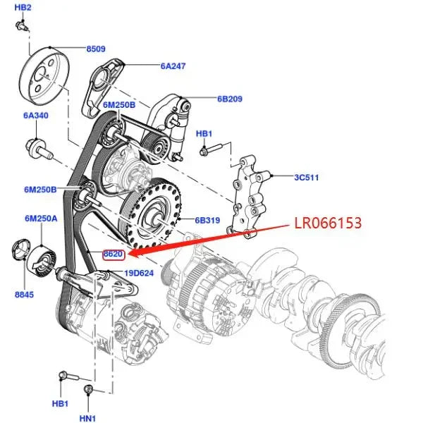 CORREIA DE TRANSMISSÃO DE CARRO PARA LAND ROVER RANGE ROVER EVOQUE DISCOVERY SPORT 2.0L 16V GASOLINA OEM DAYCO 6DPK2184 CORREIA DE TRANSMISSÃO LR028851 LR066153