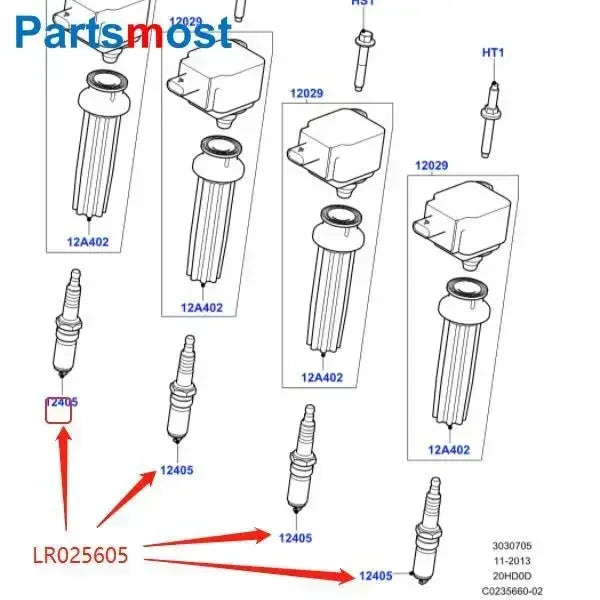 4 شمعات احتراق سعة 2.0 لتر لسيارة لاند روفر فريلاندر 2 رينج روفر إيفوك ديسكفري سبورت شمعات احتراق LR025605 LR050998 LR123892
