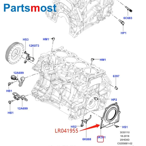 2.0L 16V PETROL CRANKSHAFT REAR RETAINER & OIL SEAL FOR FREELANDER 2 LAND RANGE ROVER EVOQUE DISCOVERY SPORT LR041955 LR162092