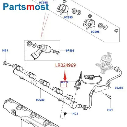 2.0 PETROL FUEL INJECTOR PRESSURE SENSOR FOR LAND ROVER FREELANDER 2 EVOQUE RANGE ROVER 2013- DISCOVERY SPORT RRS 2014- LR024969