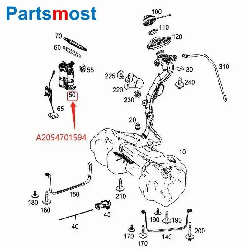OE Quality Fuel Pump Module for Mercedes-Benz GLC300 C300 C400 C450AMG 2015 2016 2017 Fuel Pump Assembly A2054707801 A2054701594
