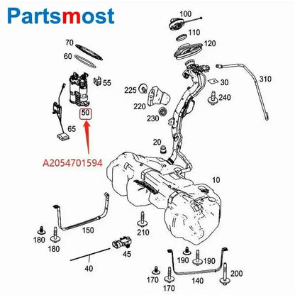 OE Quality Fuel Pump Module for Mercedes-Benz GLC300 C300 C400 C450AMG 2015 2016 2017 Fuel Pump Assembly A2054707801 A2054701594