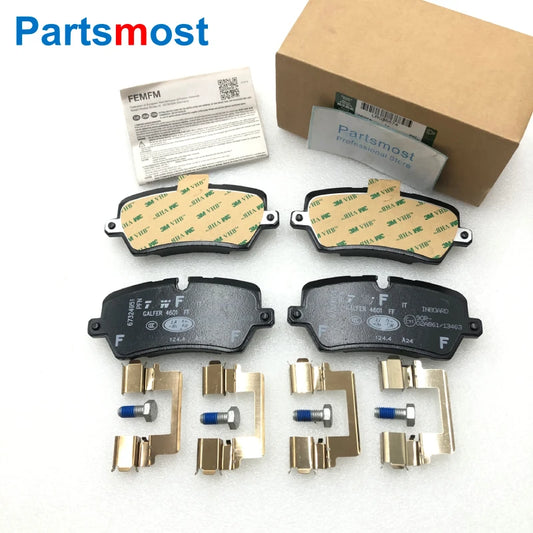 Set of 4 Rear Brake Pads With Clamps and Screws LH RH For Land Rover Range Rover 2013- Range Rover Sport 2014- LR068303 LR036574