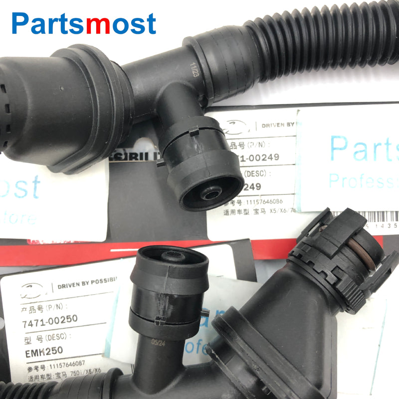 CRANKCASE VENT BREATHER HOSE KIT FOR BMW X5 X6 50iX 750i 750Li 750iX 750LiX 11157646086 11157646087 OR 11157575640 11157575641